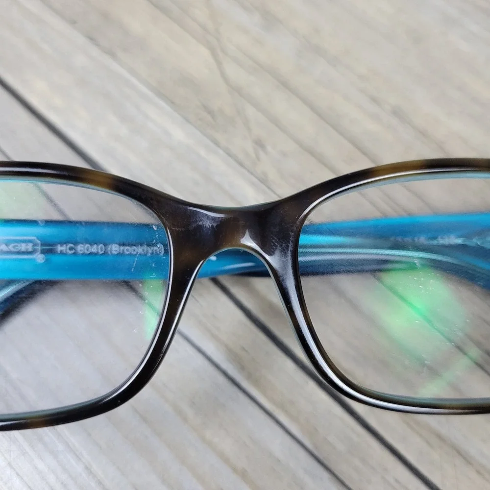 Coach Eyeglasses Frames HC 6040 Brooklyn 5116 Dark Tortoise Teal Women 52-16